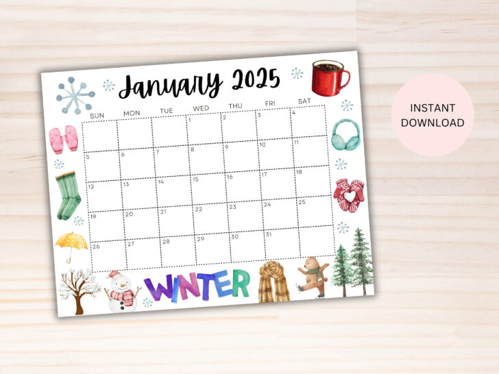 2025 Calendar Printable January