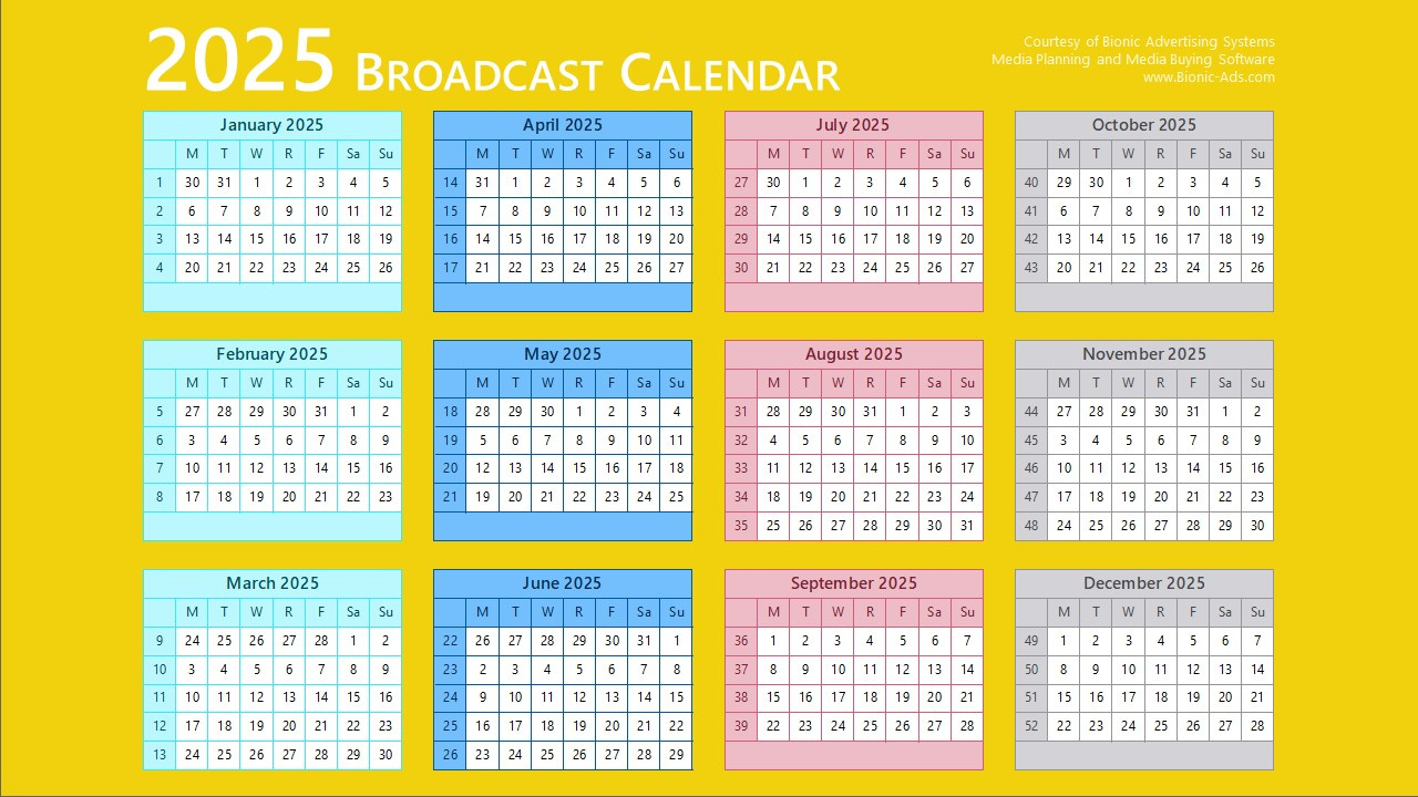 Broadcast Calendar 2025 – Free Downloads – Customizable inside Broadcast Calendar 2025 Printable