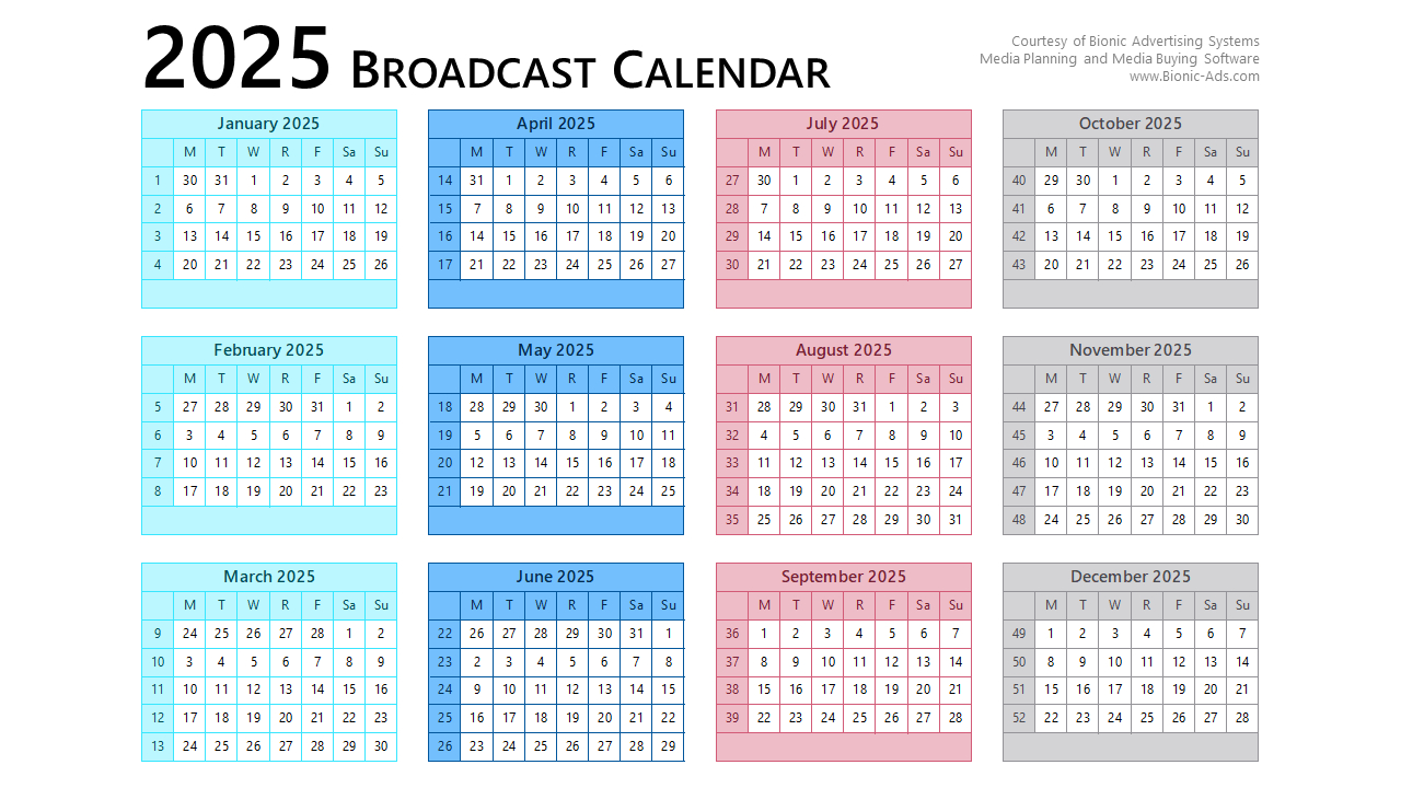 Broadcast Calendar 2025 – Free Downloads – Customizable pertaining to 2025 Broadcast Calendar Printable