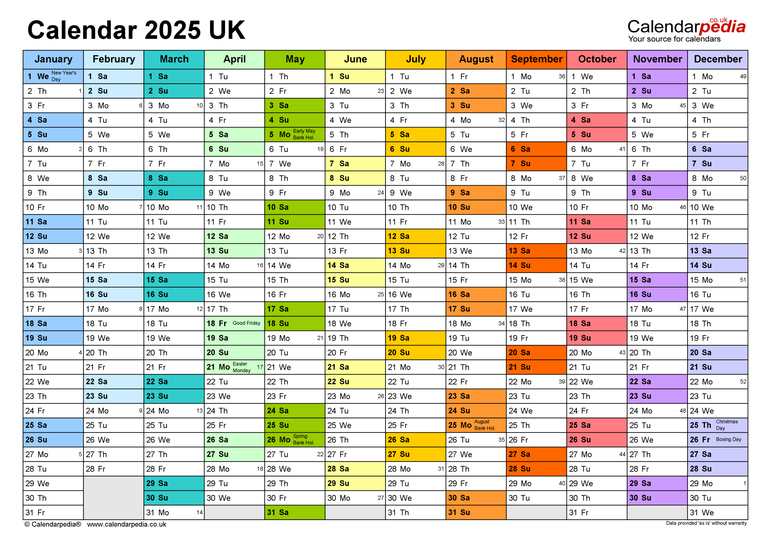 Calendar 2025 (Uk) - Free Printable Pdf Templates in Calendar 2025 Printable UK