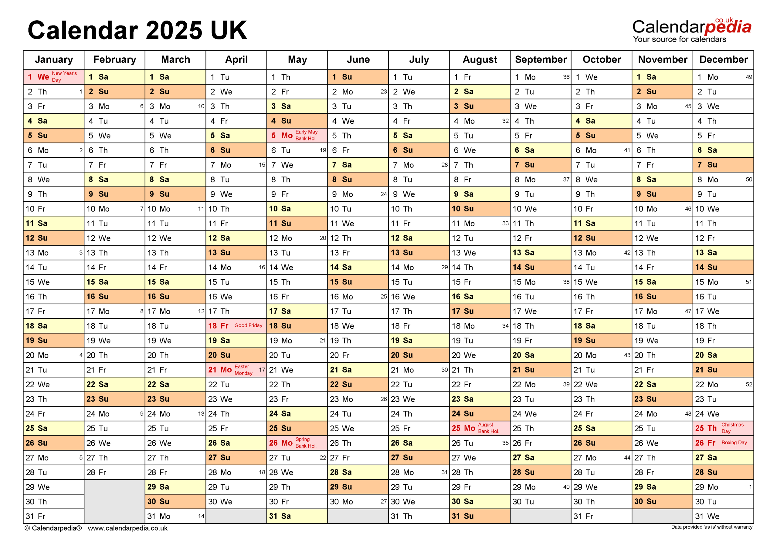 Calendar 2025 (Uk) - Free Printable Pdf Templates in Free Printable 2025 Wall Calendar