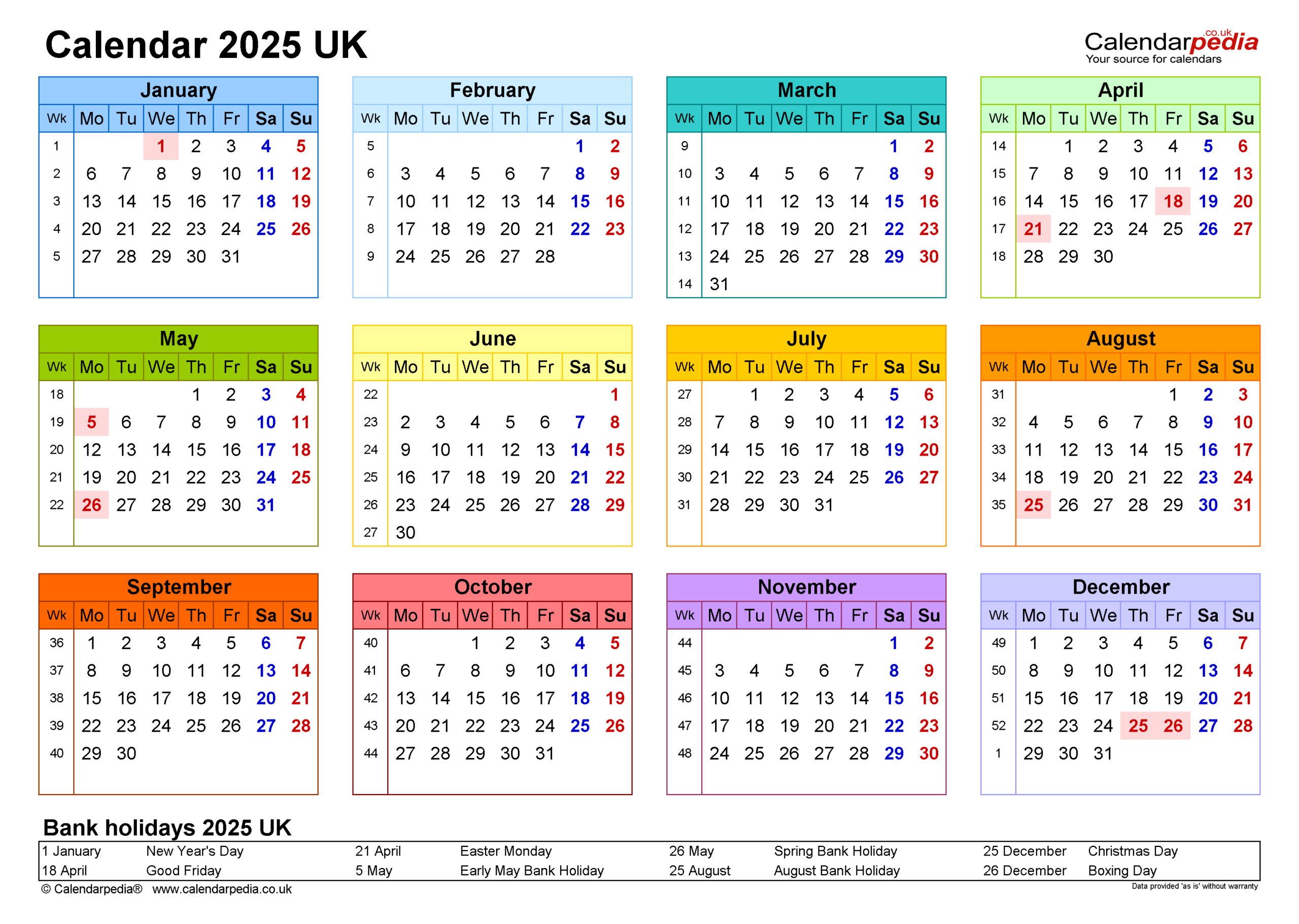 Calendar 2025 (Uk) - Free Printable Pdf Templates regarding 2025 Calendar Landscape Printable Free