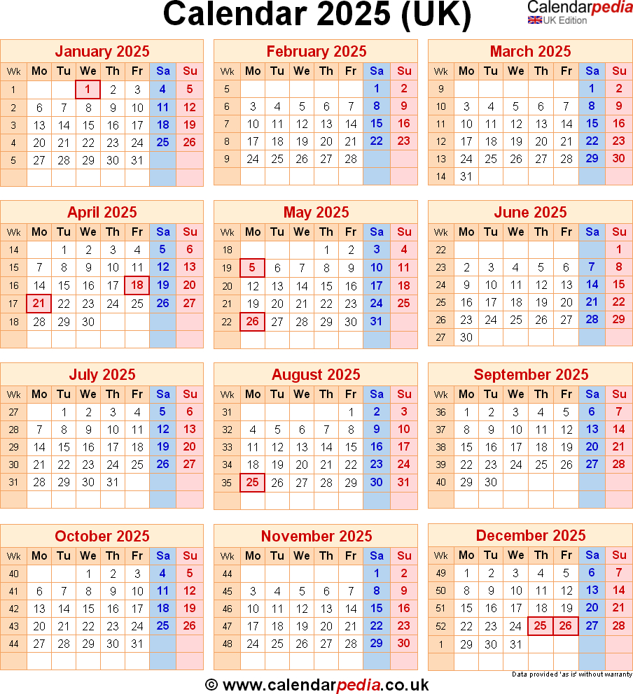 Calendar 2025 Uk With Bank Holidays &amp;amp; Excel/Pdf/Word Templates with UK Calendar 2025 with Bank Holidays Printable