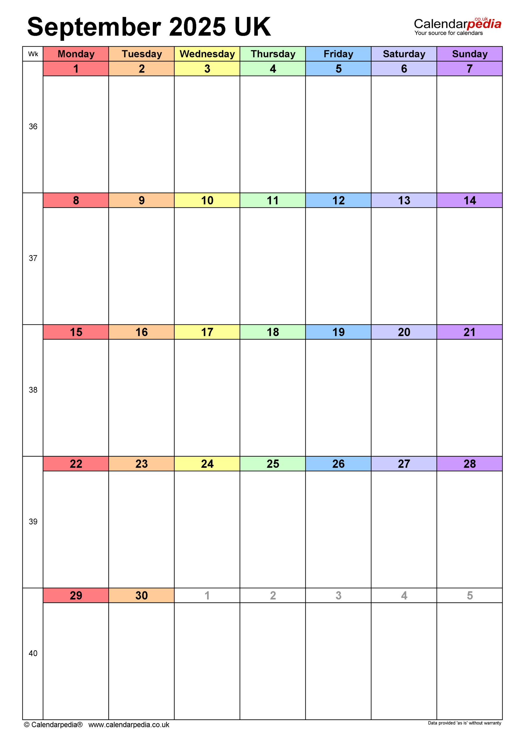 Calendar September 2025 Uk With Excel, Word And Pdf Templates within September 2025 Calendar Printable Vertical