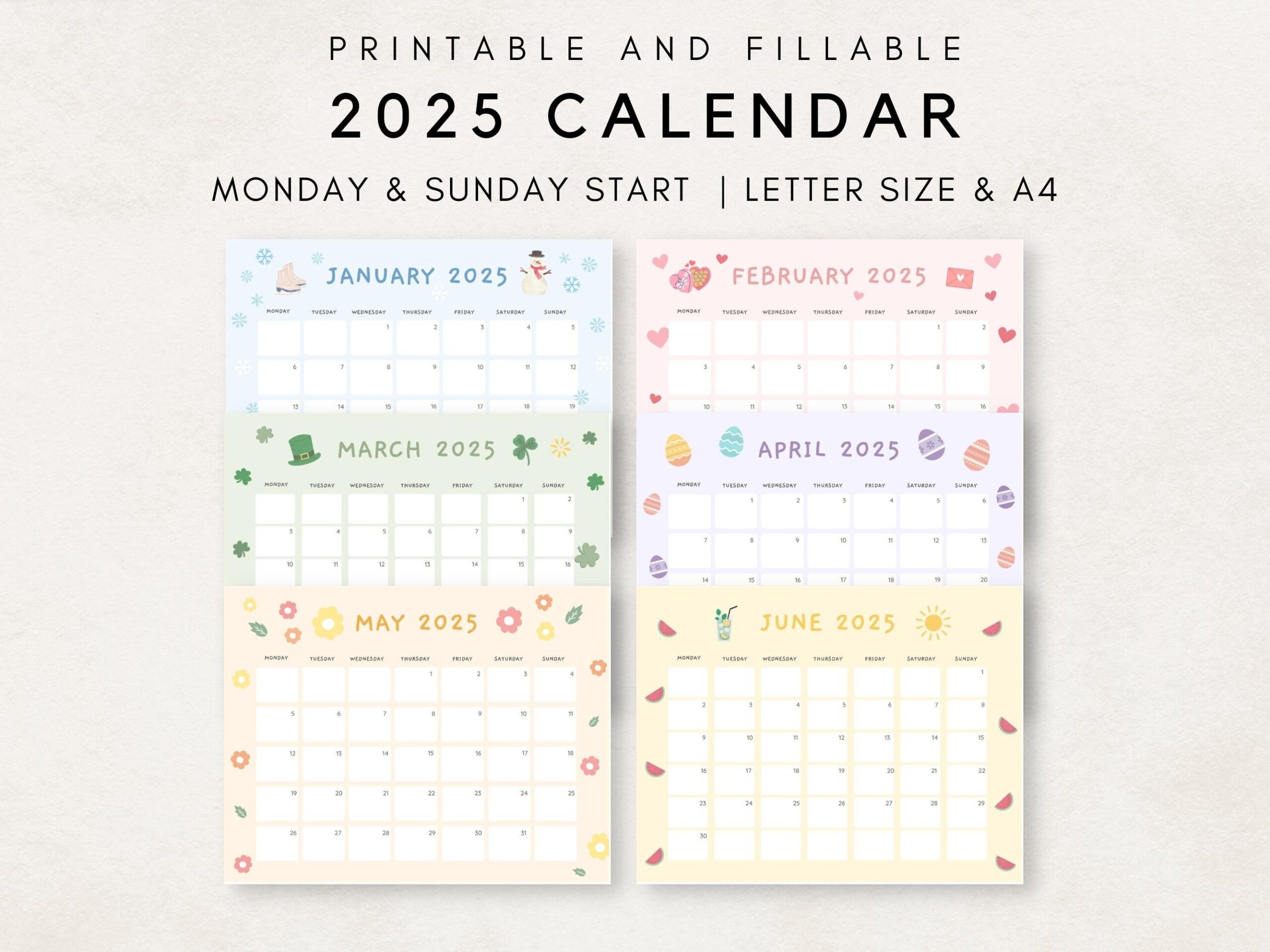 Cute 2025 Calendar Printable, Monthly Calendar 2025, 2025 Planner for 2025 Monthly Calendar Printable Cute