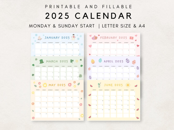 Cute 2025 Calendar Printable