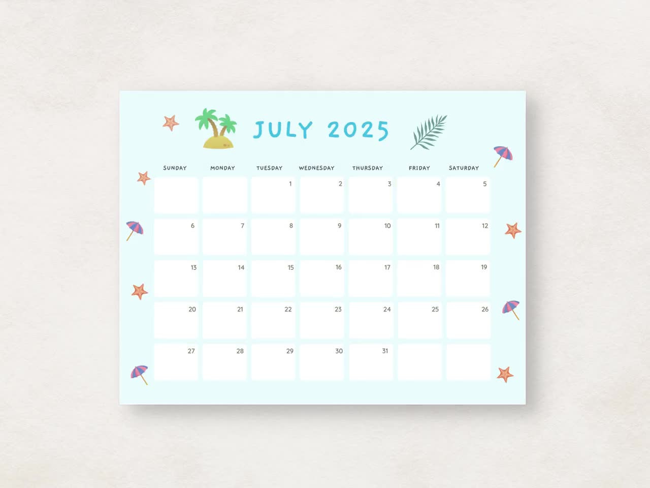 Cute 2025 Calendar Printable, Monthly Calendar 2025, 2025 Planner, Monthly Planner 2025, Aesthetic Calendar, Editable Calendar for Cute Printable Monthly Calendar 2025