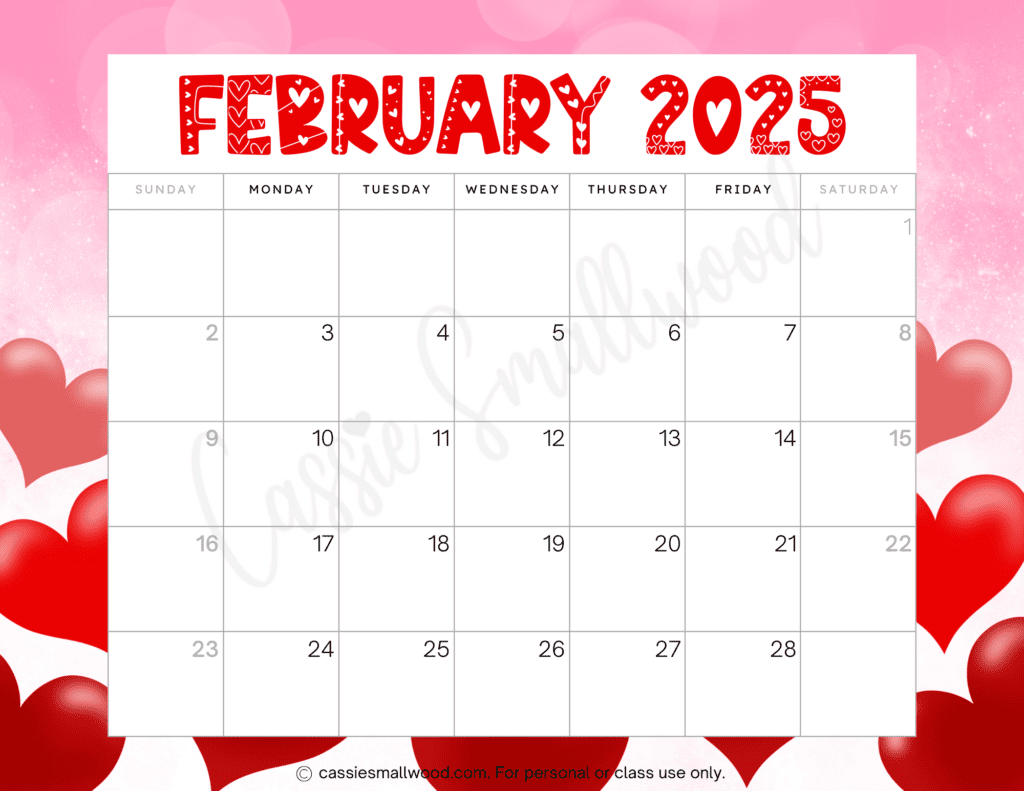 Cute 2025 Free Printable Monthly Calendars - Cassie Smallwood for 2025 Monthly Calendar Printable Cute