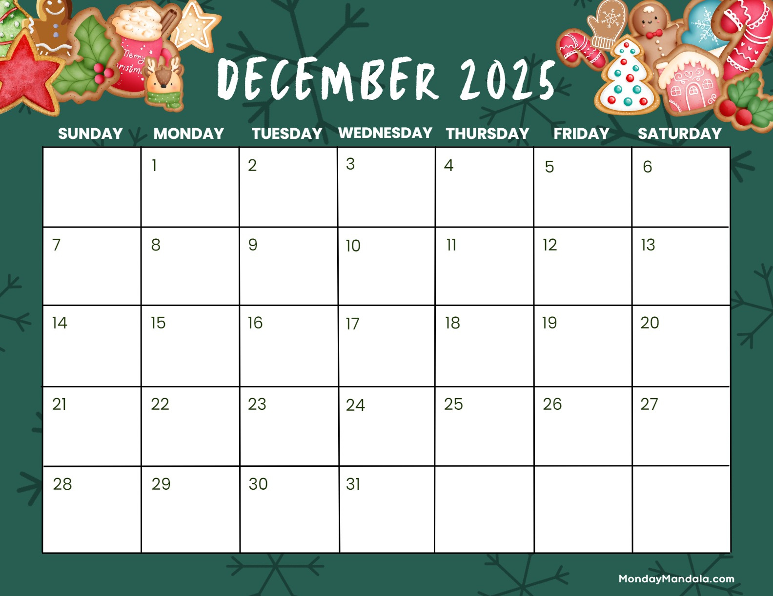 December 2025 Calendar (52 Free Pdf Printables) for December 2025 Calendar Printable