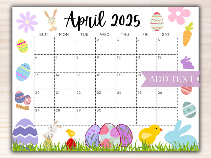 Printable April Calendar 2025