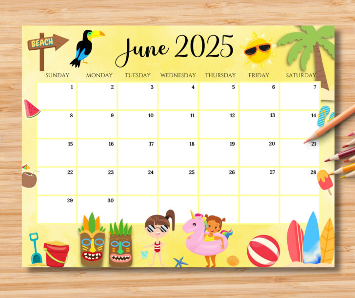 Summer Calendar Printable 2025