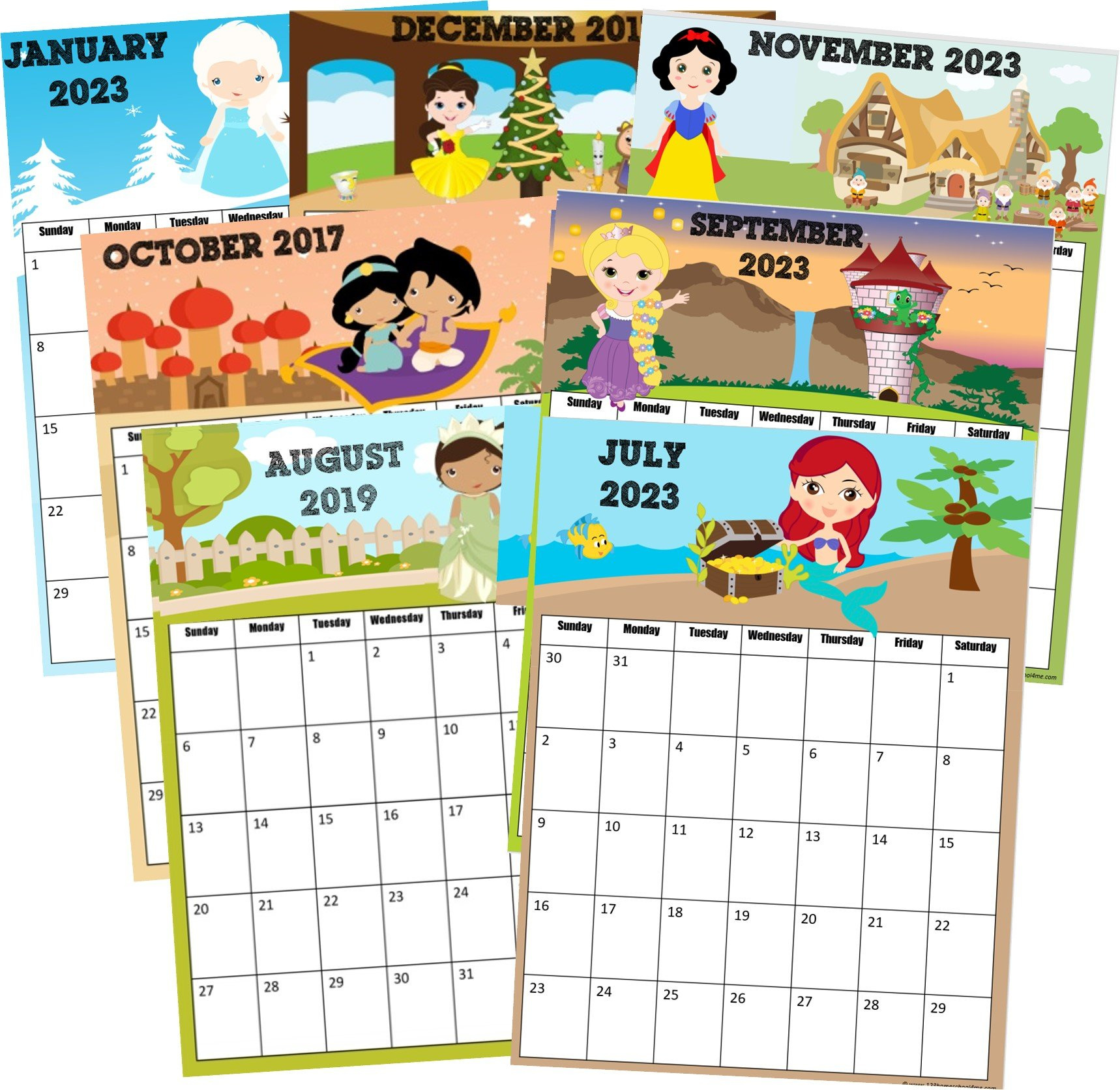 👑 Free Printable Disney Princess Calendar 2024 regarding Free Printable Disney Calendar 2025