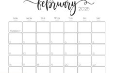 February 2025 Calendar – 20 Cute & Free Printables | Saturdaygift pertaining to Blank February 2025 Calendar Printable