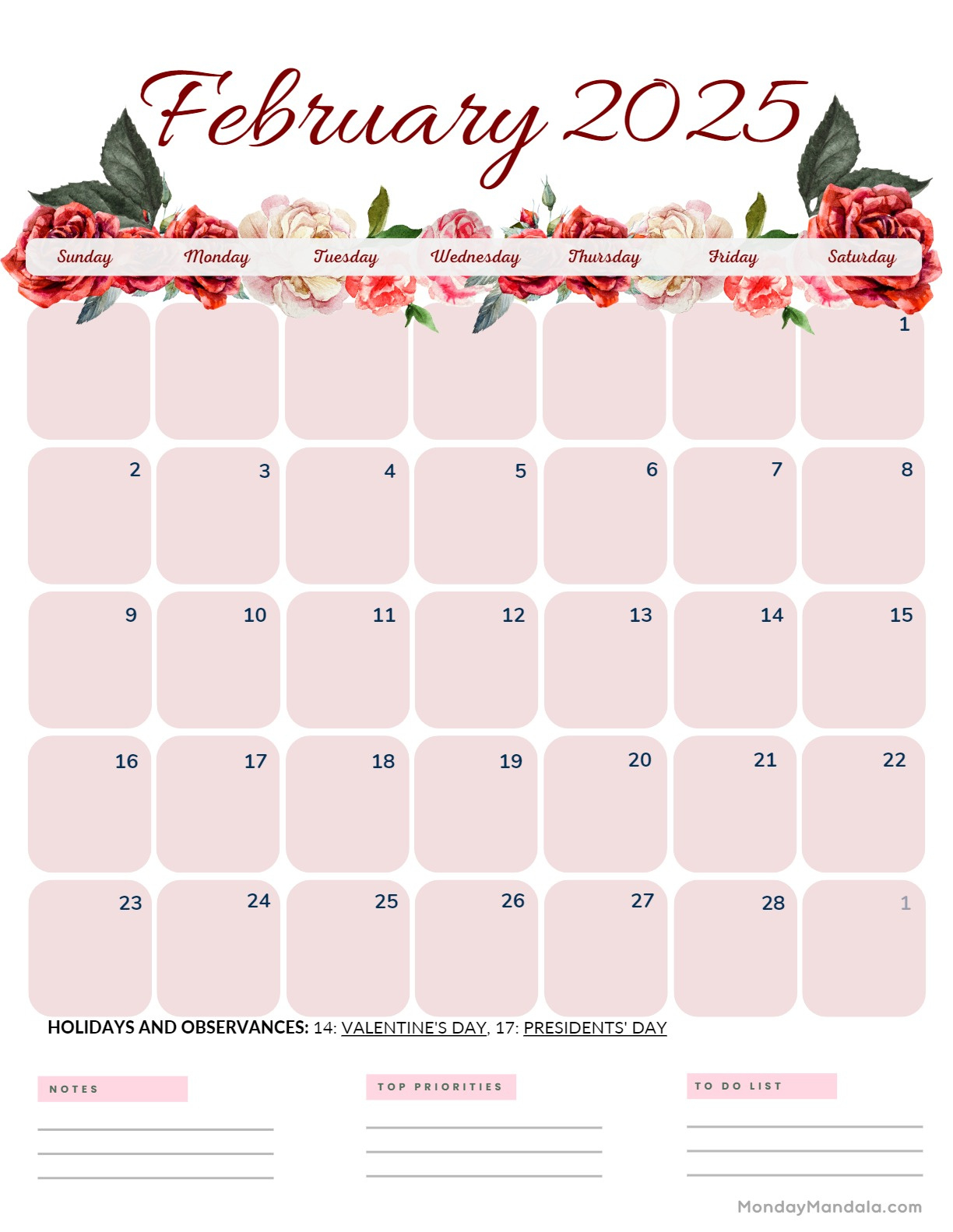 February 2025 Calendar (52 Free Pdf Printables) for February 2025 Calendar Printable Vertical