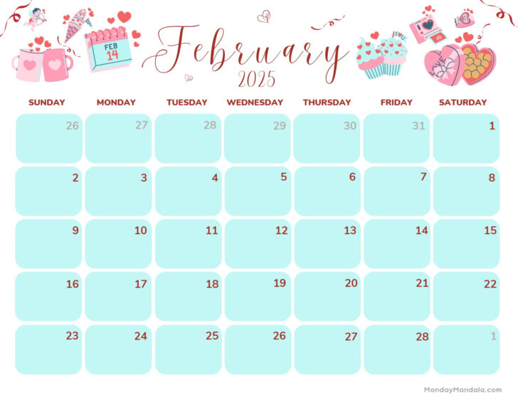 Cute February 2025 Calendar Printable