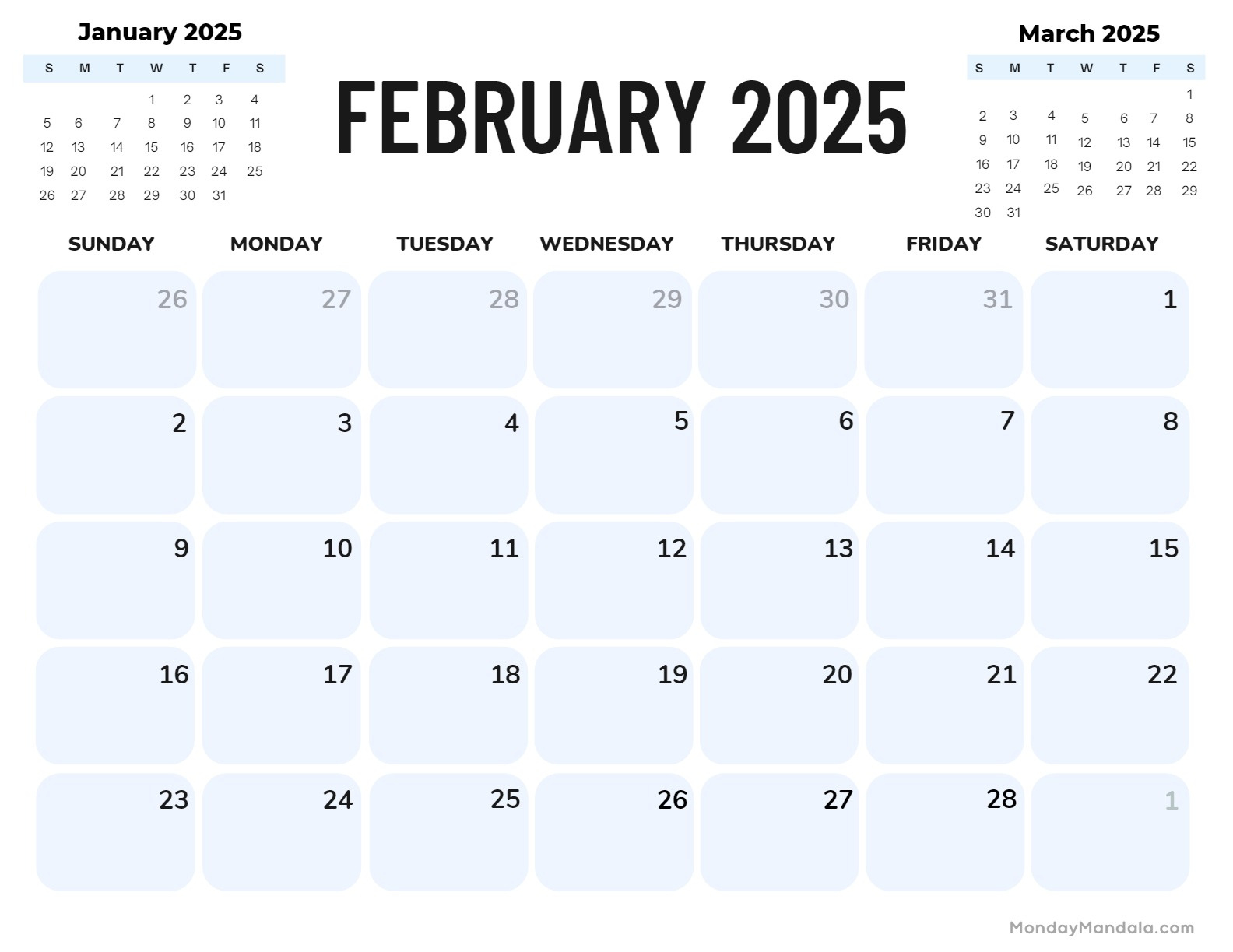 February 2025 Calendar (52 Free Pdf Printables) with Printable February and March 2025 Calendar