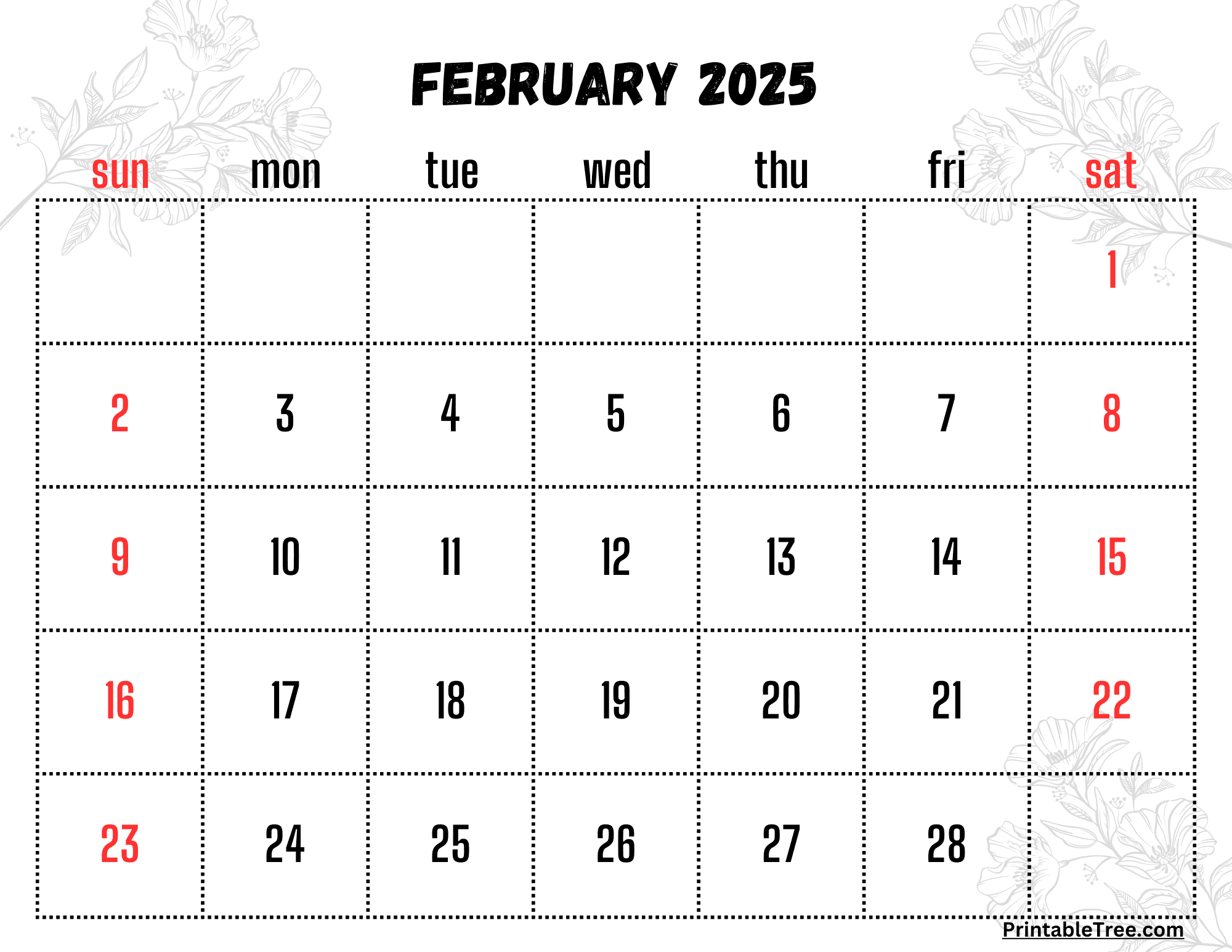 February 2025 Calendar Printable Pdf Template With Holidays in Printable Calendar For February 2025