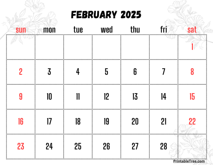 Free Printable February 2025 Calendar with Holidays