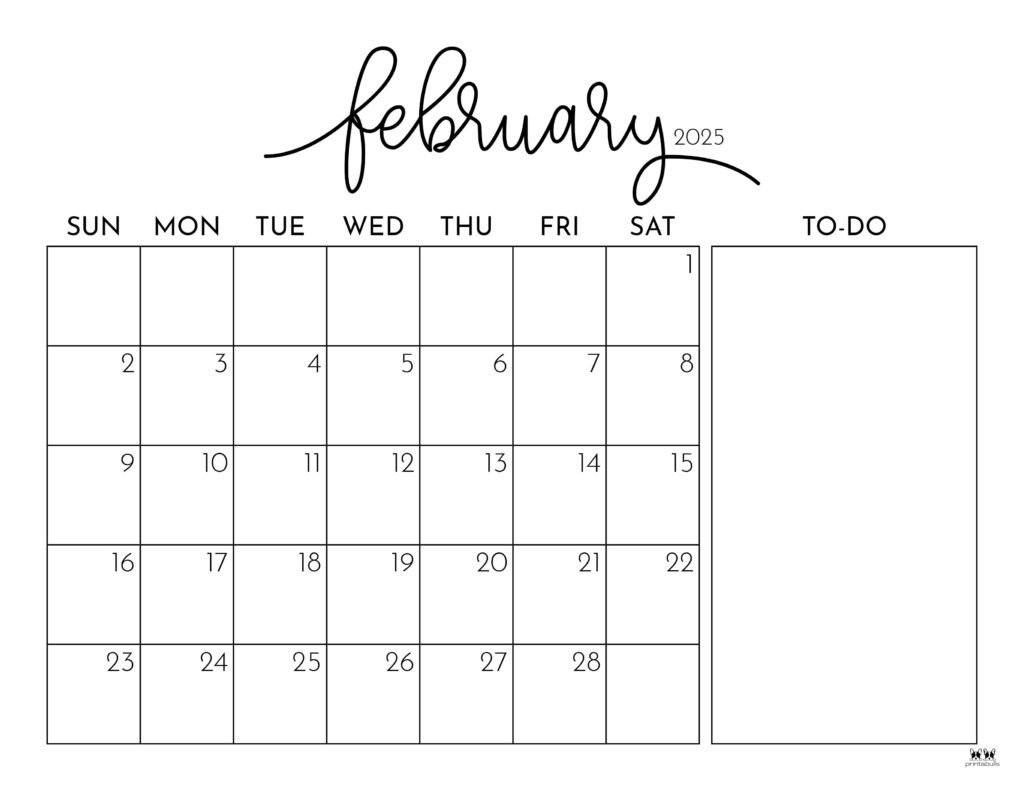 February 2025 Calendars - 107 Free Printables | Printabulls in Calendar February 2025 Printable