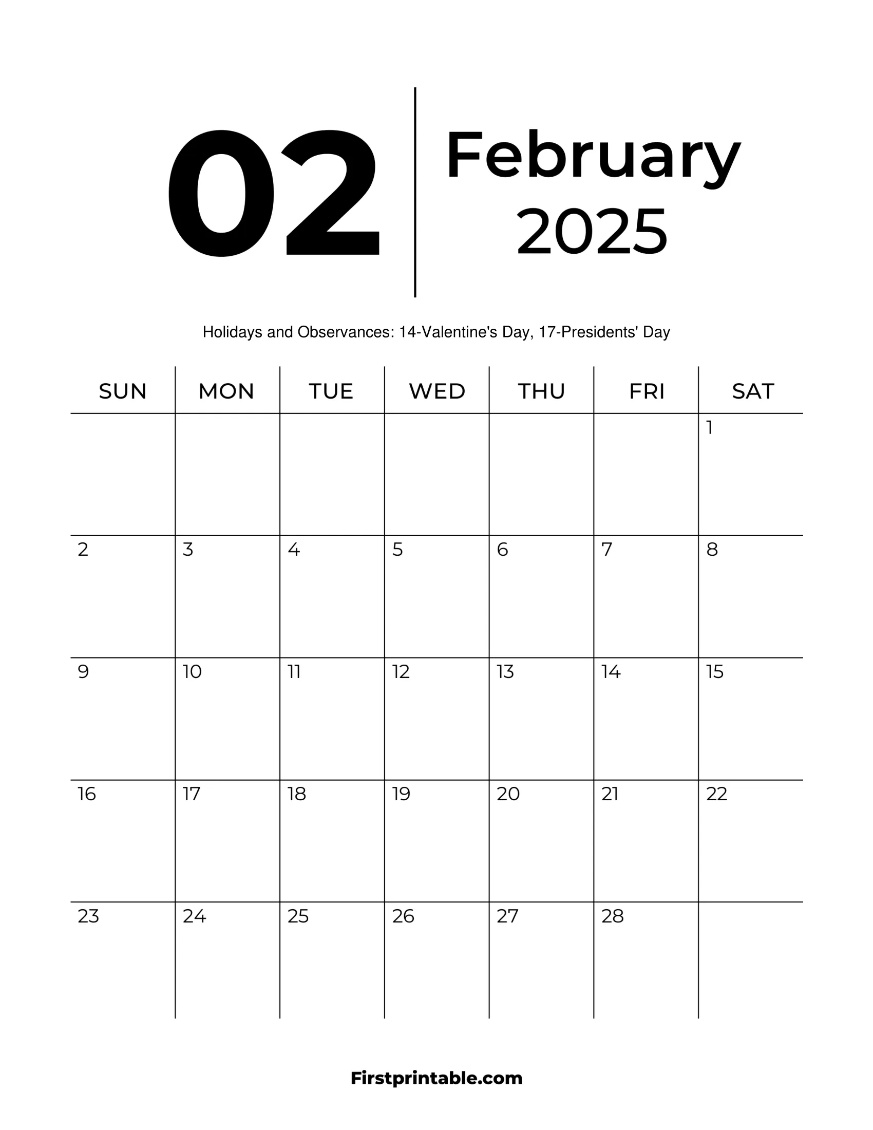 February 2025 Calendars - Free Printable &amp;amp; Fillable intended for Calendar Template February 2025 Printable