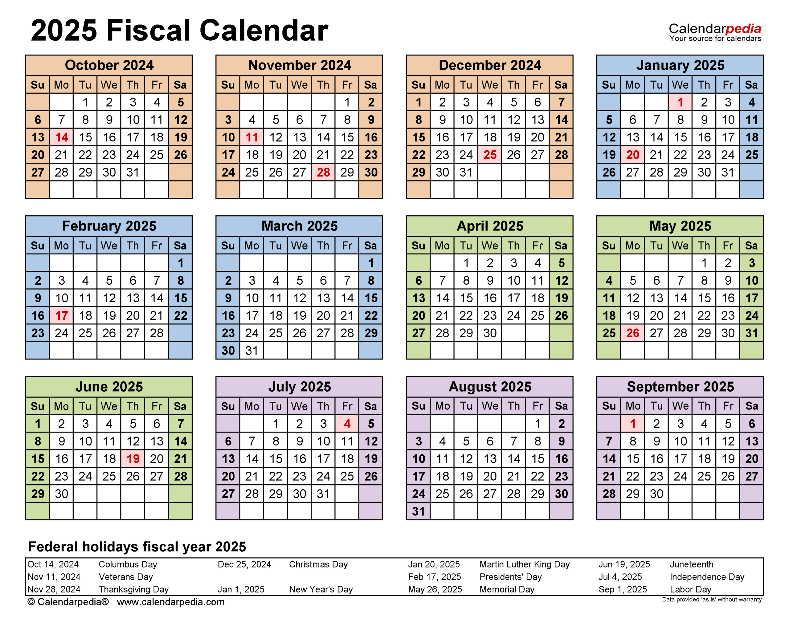 Fiscal Calendars 2025 - Free Printable Pdf Templates with 2025 Government Calendar Printable