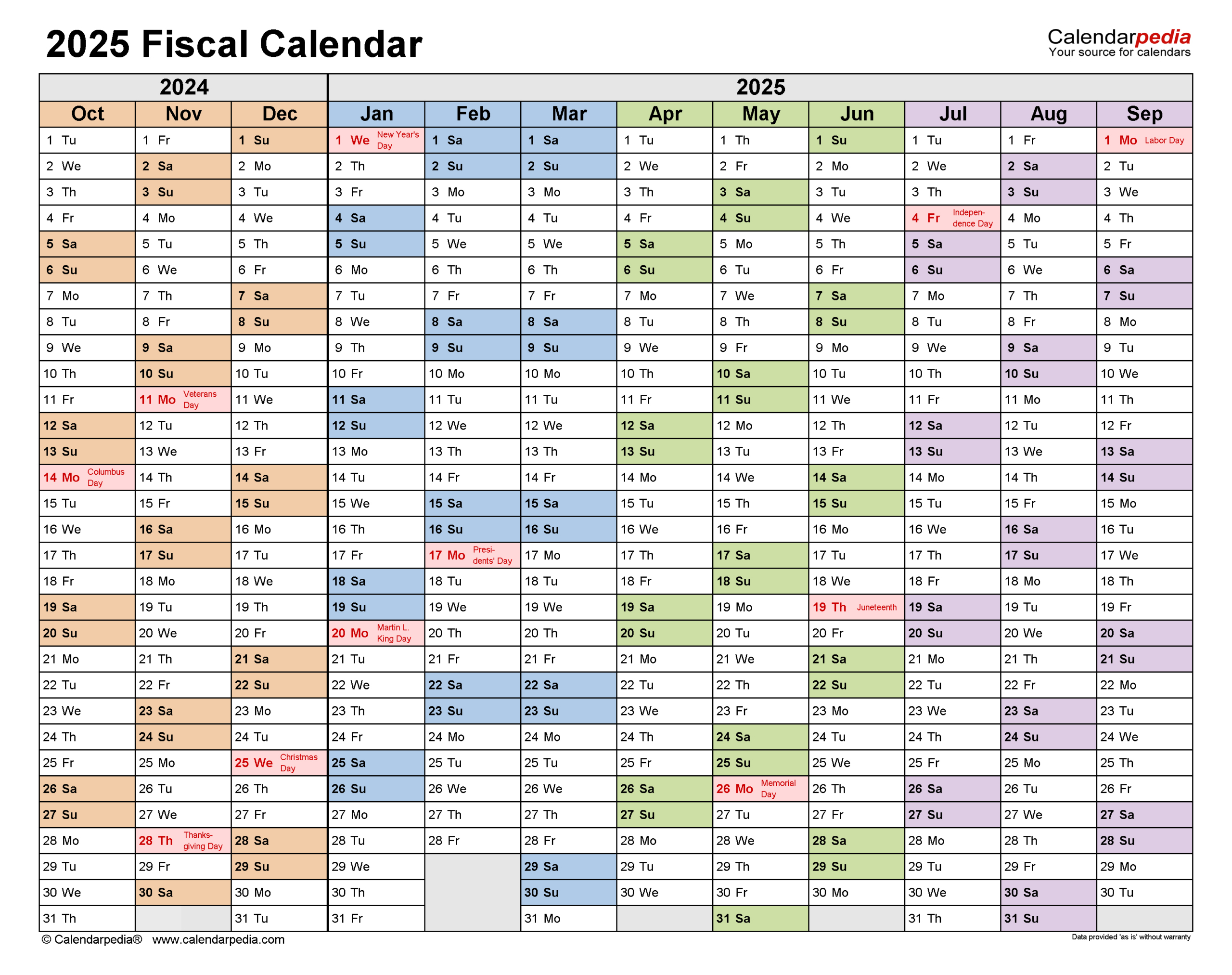 Fiscal Calendars 2025 - Free Printable Word Templates regarding Fiscal Year 2025 Calendar Printable