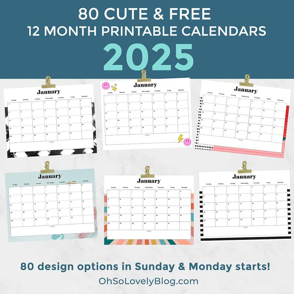 Free 2025 Calendars — 80 Beautiful &amp;amp; Printable Options For You! in Cute Calendar 2025 Printable Free