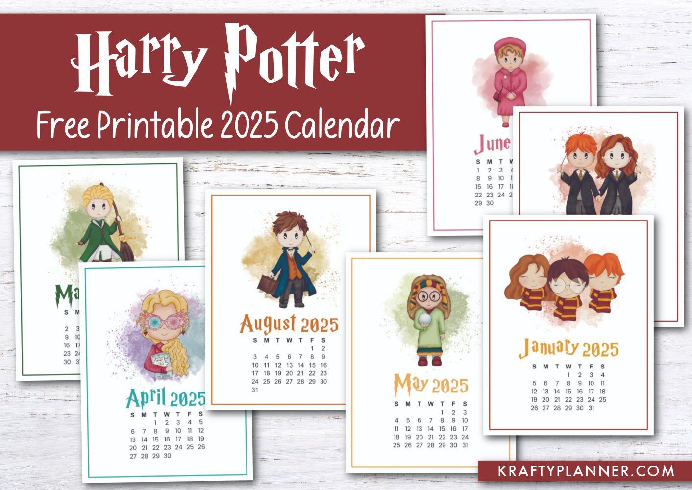 Free 2025 Harry Potter Wall Calendar — Krafty Planner in Hp Printable Calendar 2025