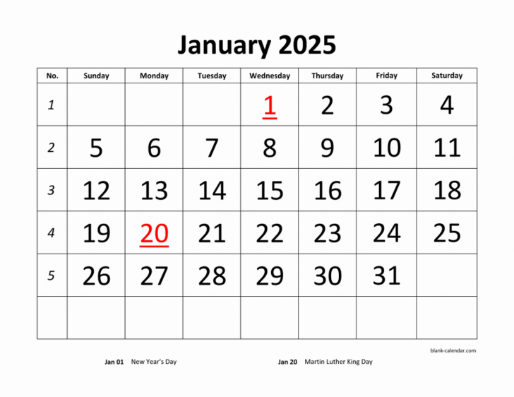 Free Blank Printable Calendar 2025