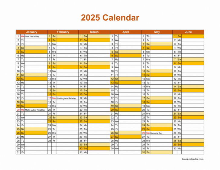 Horizontal 2025 Calendar Printable