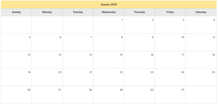 Free Printable Fillable 2025 Calendar Template