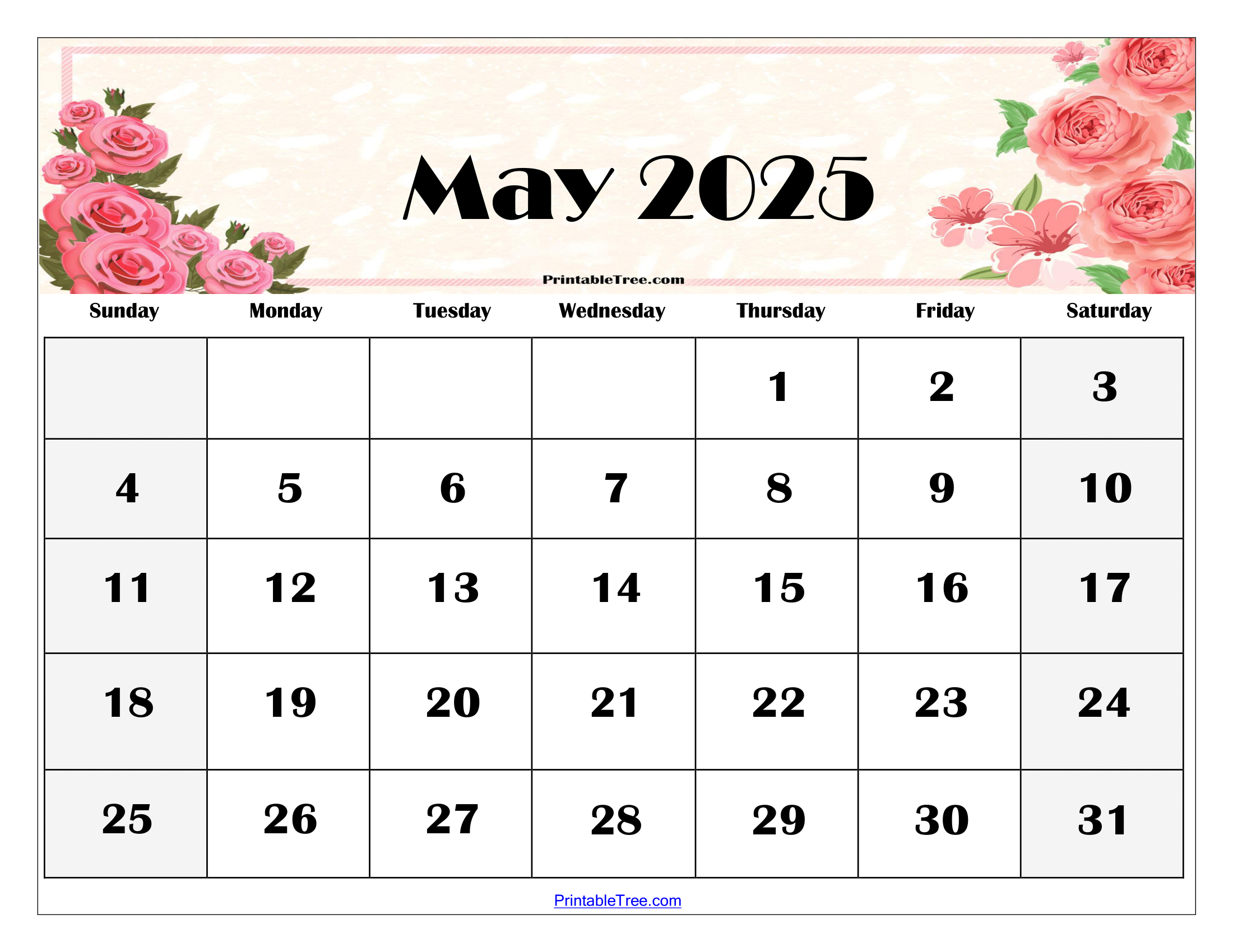 Free May 2025 Calendar Printable Pdf Template With Holidays intended for 2025 May Calendar Printable