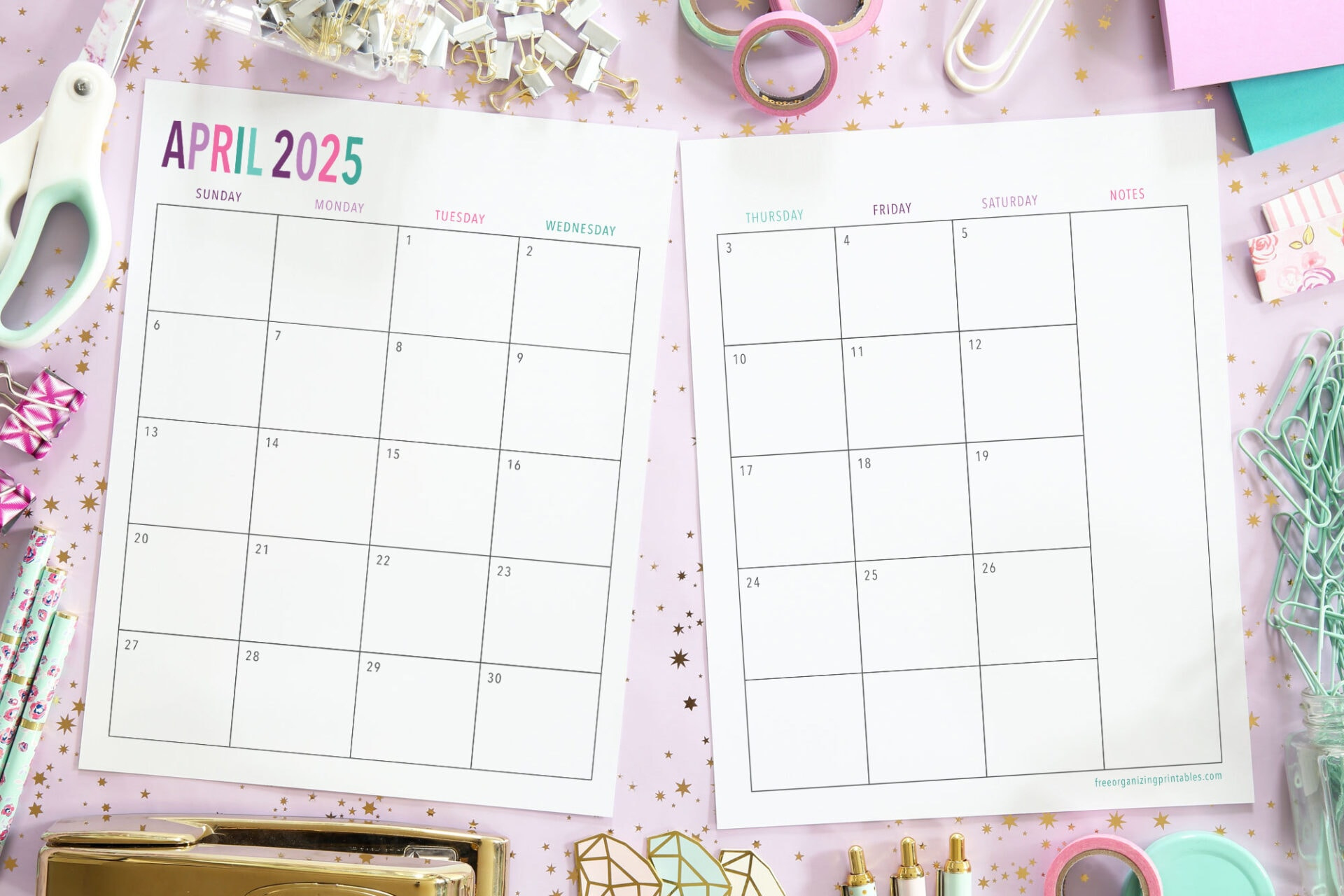 Free Printable 2 Page Blank Monthly Calendar 2025 in Free Printable 2 Page Monthly Calendar 2025