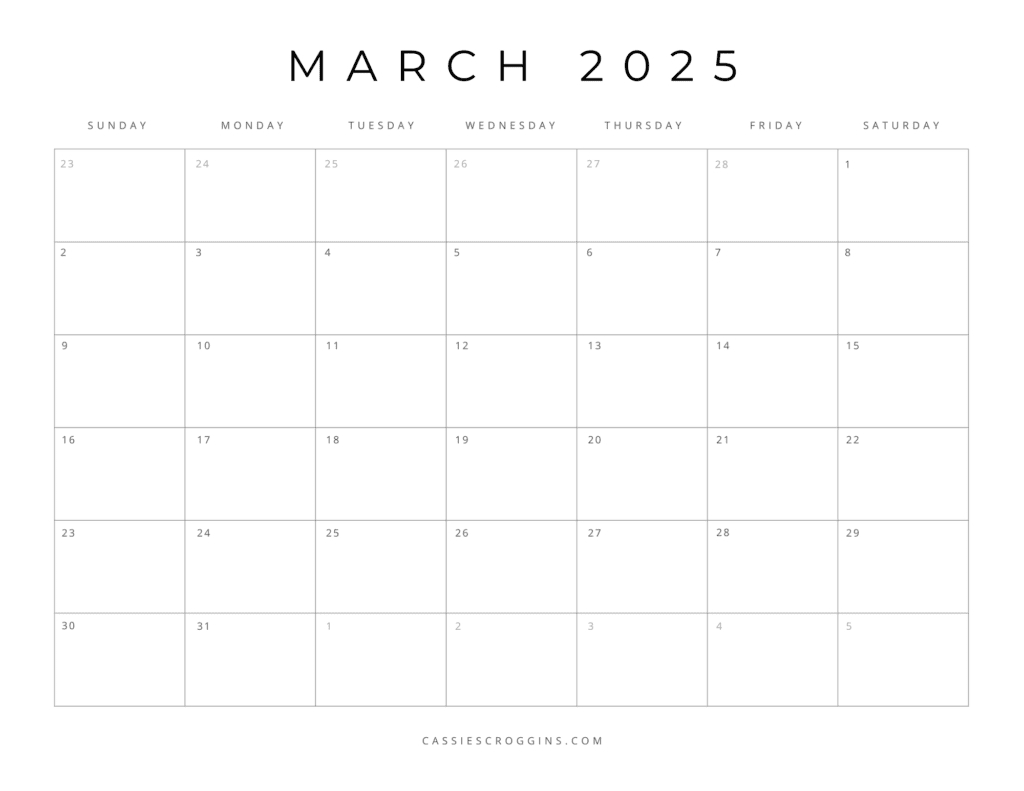 Free Printable 2025 Blank Calendar Templates (All 12 Months) for Printable Blank March 2025 Calendar