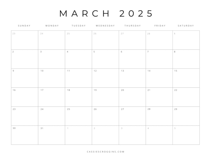 Printable Calendar 2025 Template