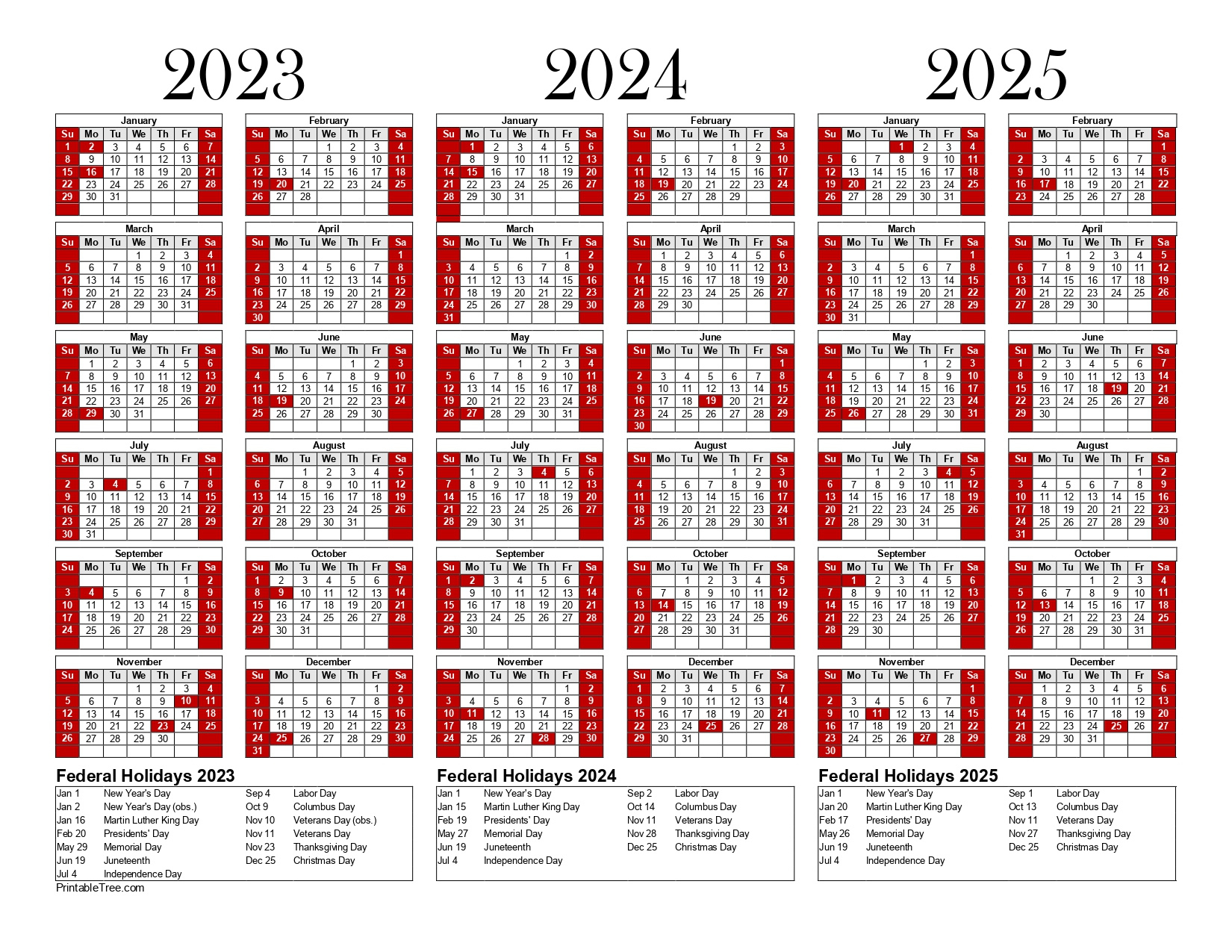 Free Printable 3 Year Calendar 2023, 2024 &amp;amp; 2025 Pdf Templates in 3 Year Calendar 2024 to 2025 Printable