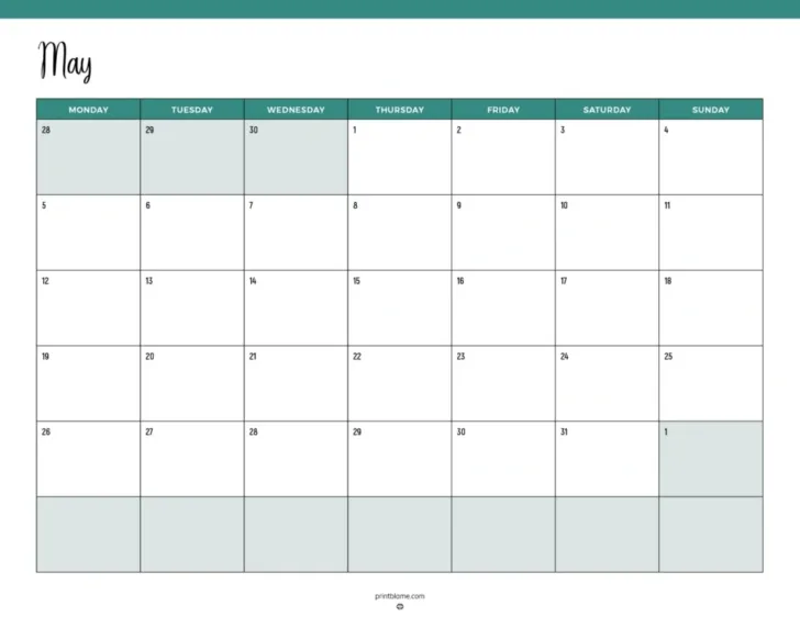 Free Printable Blank Monthly Calendar 2025