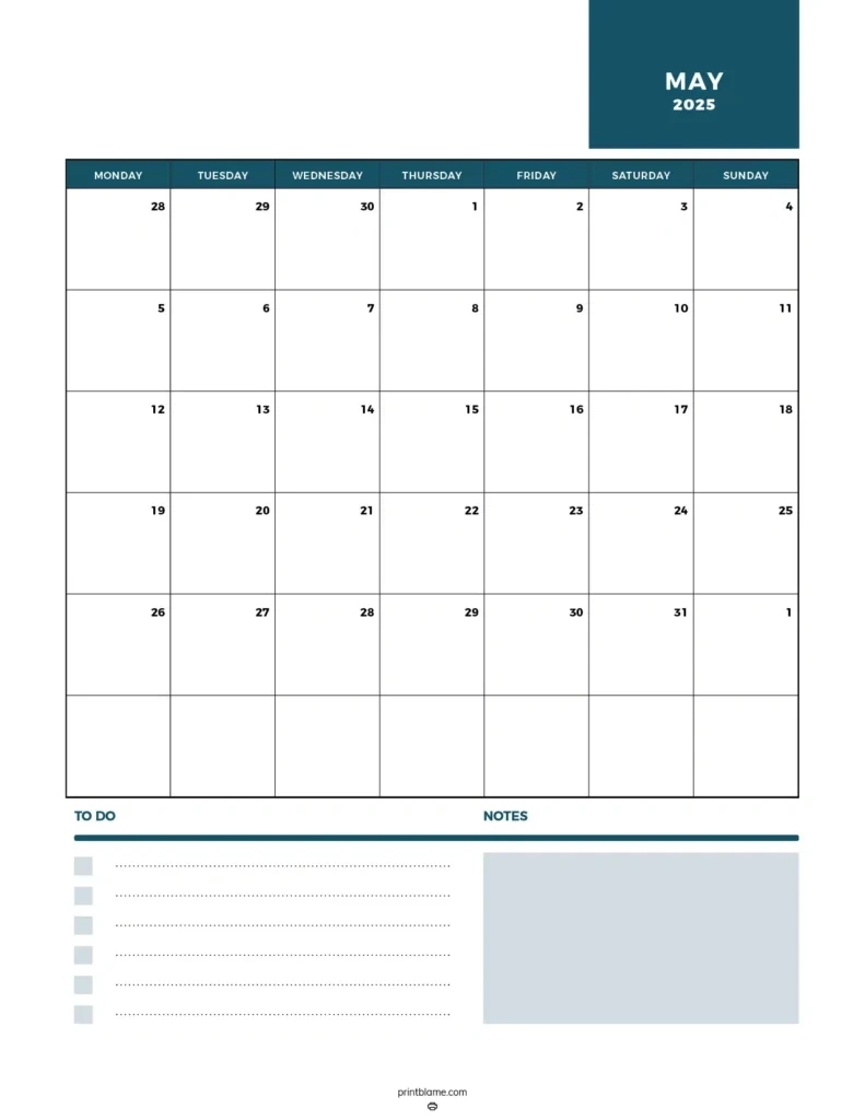 Free Printable May 2025 Calendar - 40+ Free Pdf Calendars within Printable Calendar 2025 With Notes Section