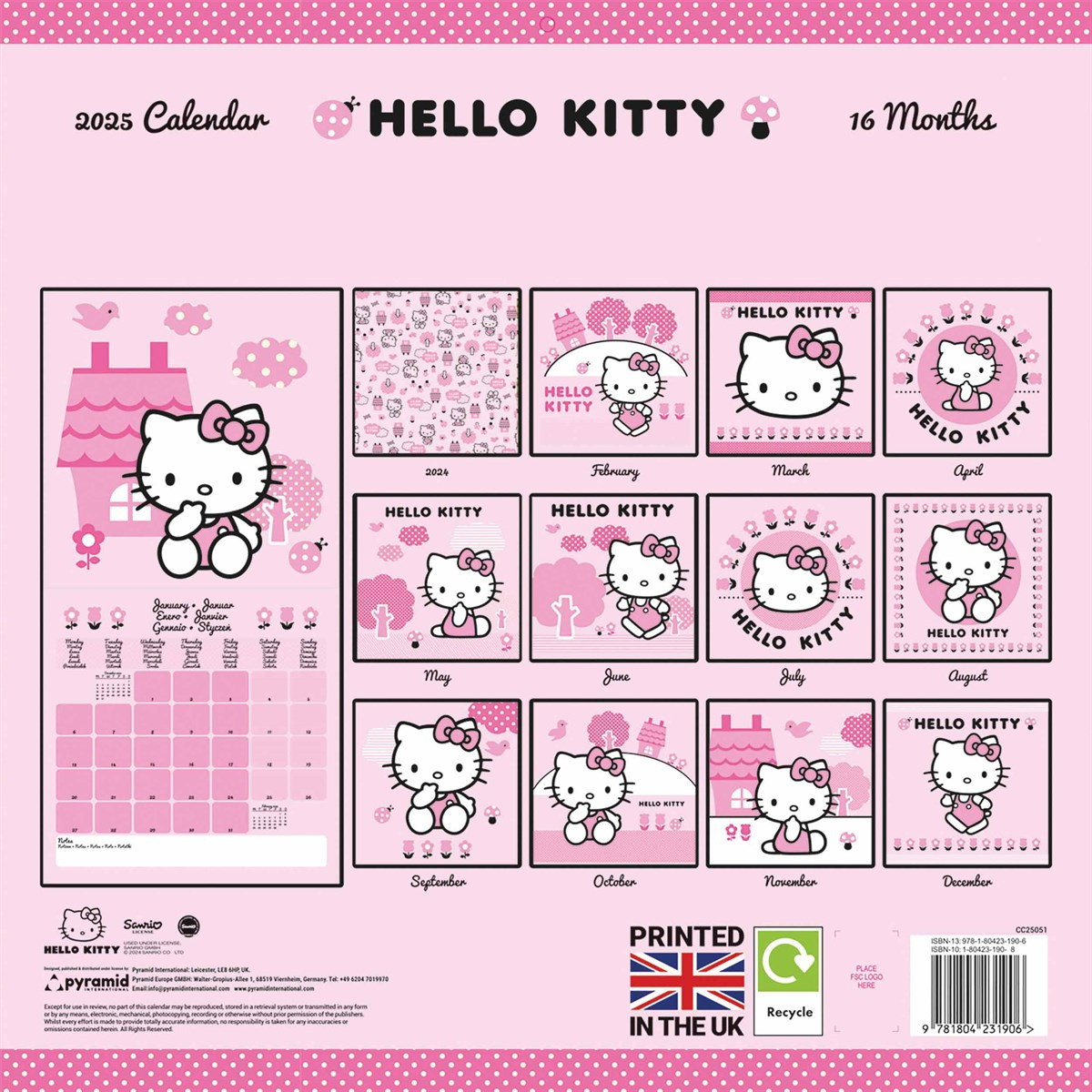 Hello Kitty Calendar 2025 in 12 Month Free Printable Hello Kitty Calendar 2025