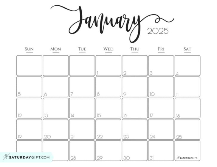 January Calendar 2025 Printable Free