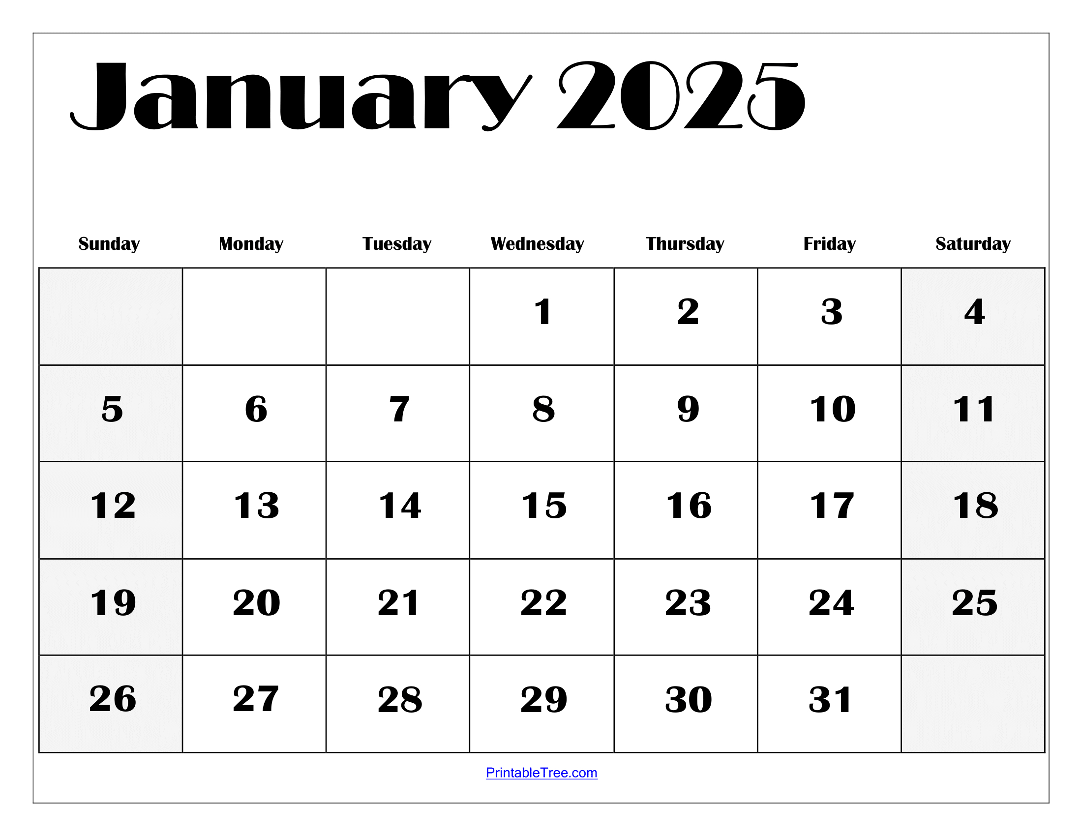 January 2025 Calendar Printable Pdf Template With Holidays for Printable Calendar For January 2025