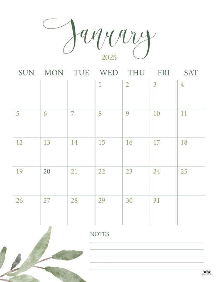 Blank January Calendar 2025 Printable