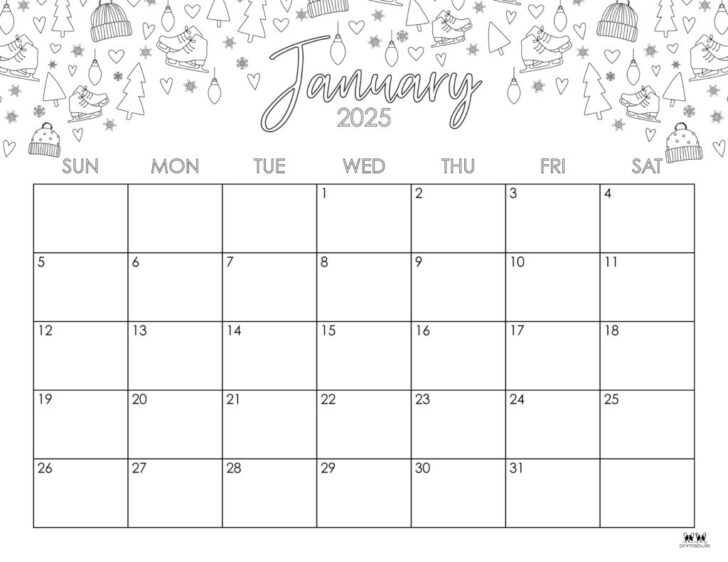 Cute Printable January 2025 Calendar