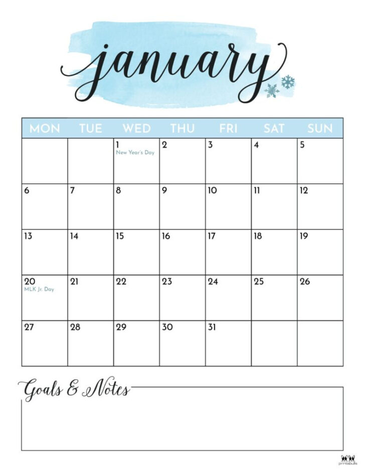 January 2025 Calendar Printable Cute