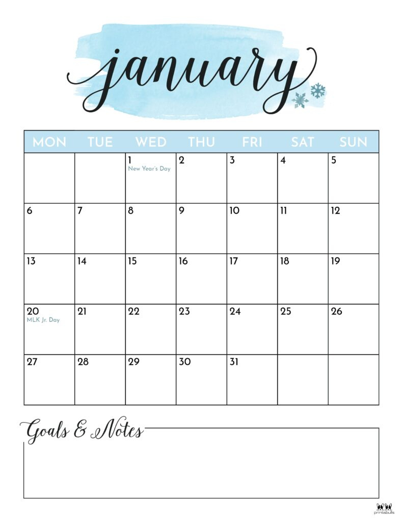 January 2025 Calendars - 107 Free Printables | Printabulls with regard to 2025 Monthly Calendar Printable Cute