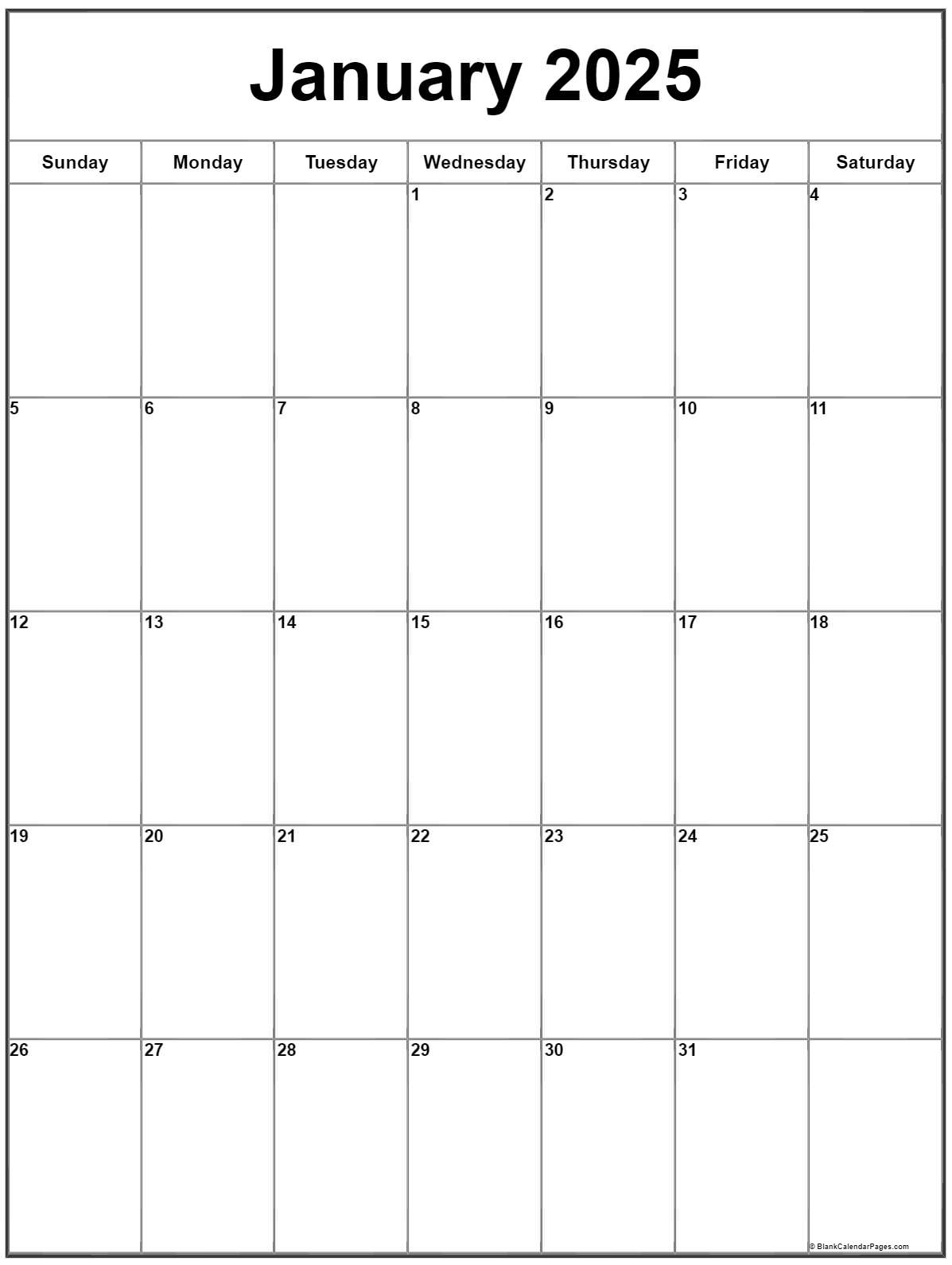 January 2025 Vertical Calendar | Portrait intended for 2025 Monthly Calendar Printable Portrait