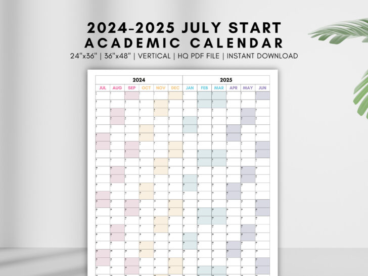 July 2024 to June 2025 Calendar Printable