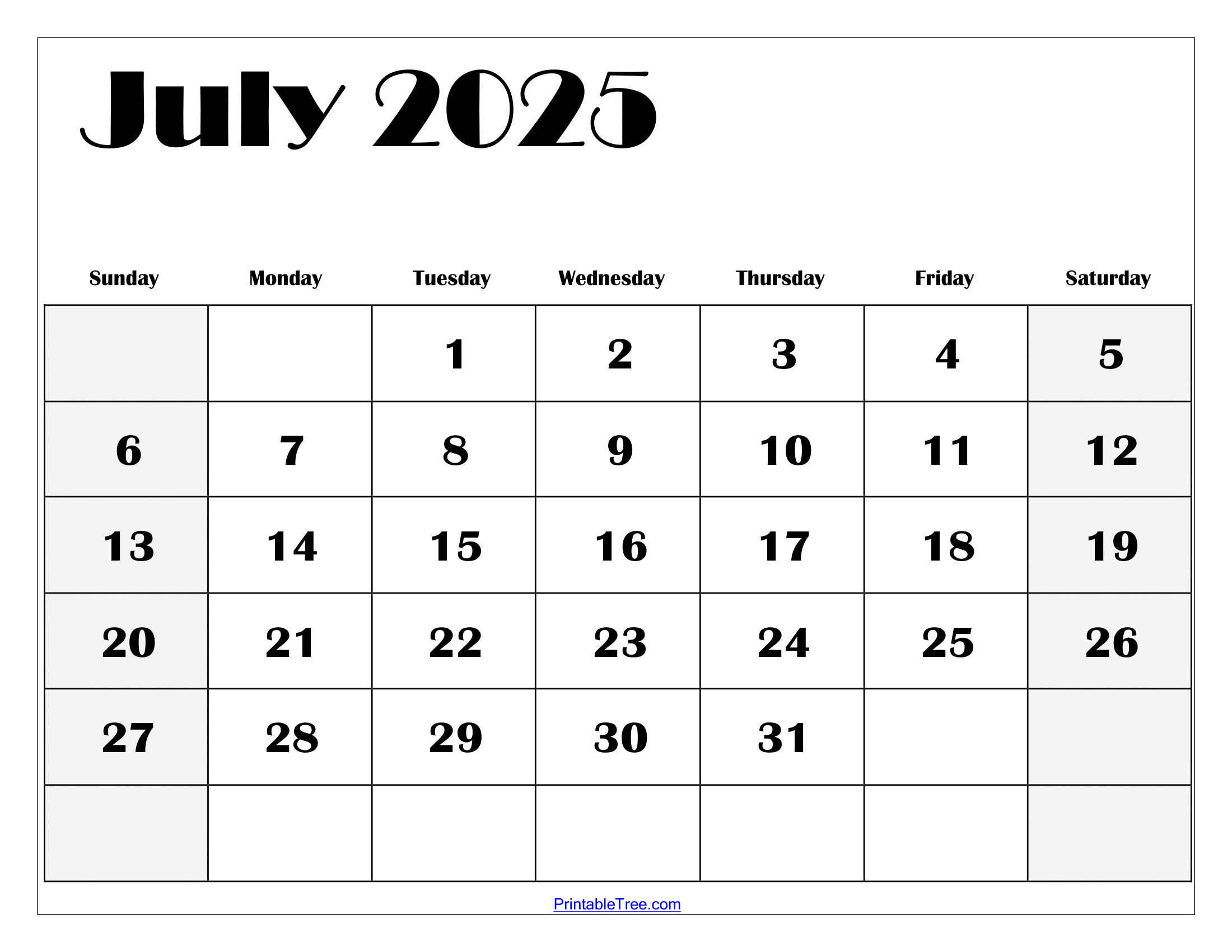 July 2025 Calendar Printable Pdf Template With Holidays for Printable June and July 2025 Calendar