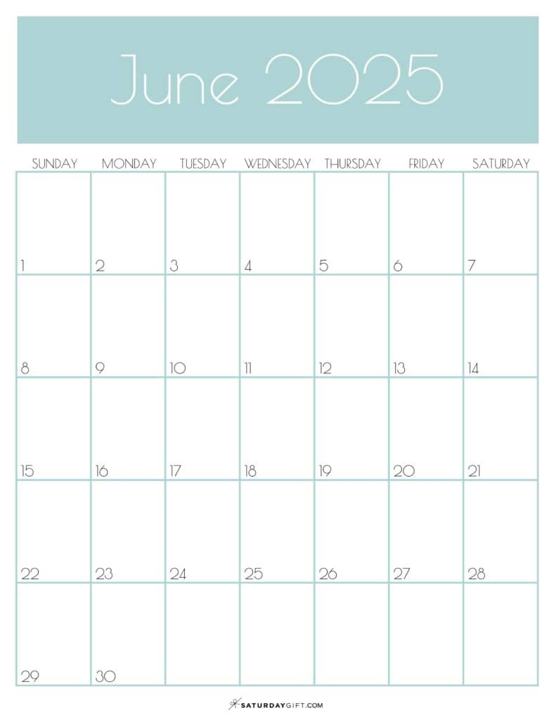 June 2025 Calendar - 20 Cute &amp;amp; Free Printables | Saturdaygift with June 2025 Calendar Printable Vertical