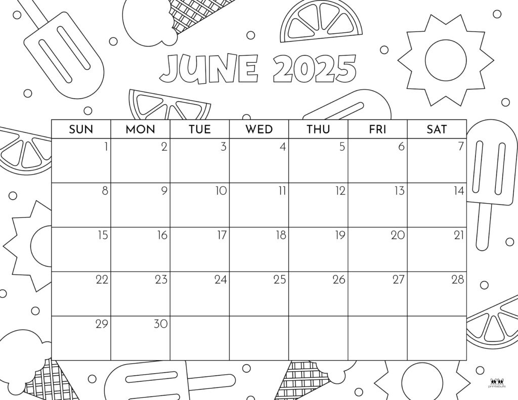 June 2025 Calendars - 107 Free Printables | Printabulls in June 2025 Calendar Printable Free Download